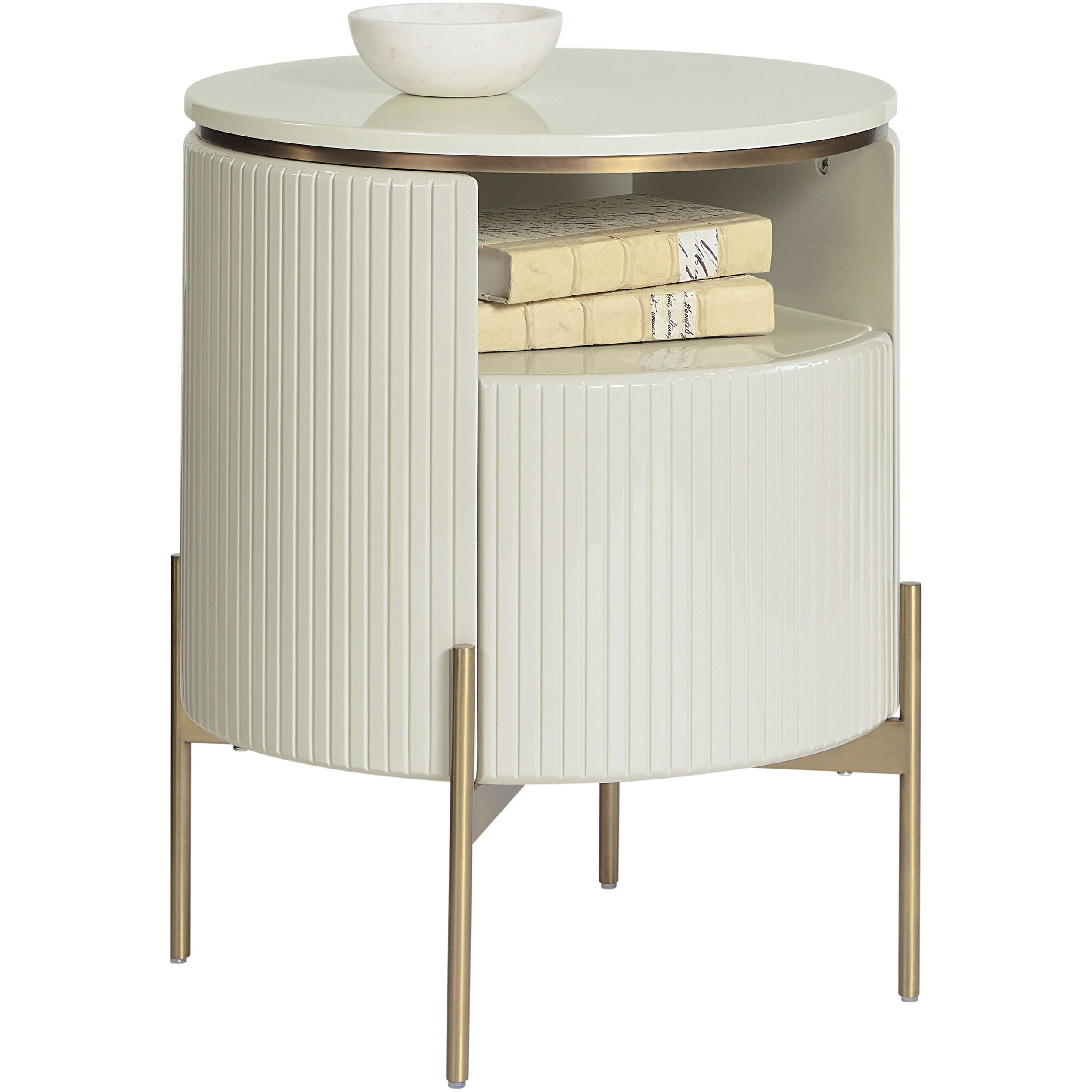Paloma 23.5 X 19 inch High Gloss Cream End Table